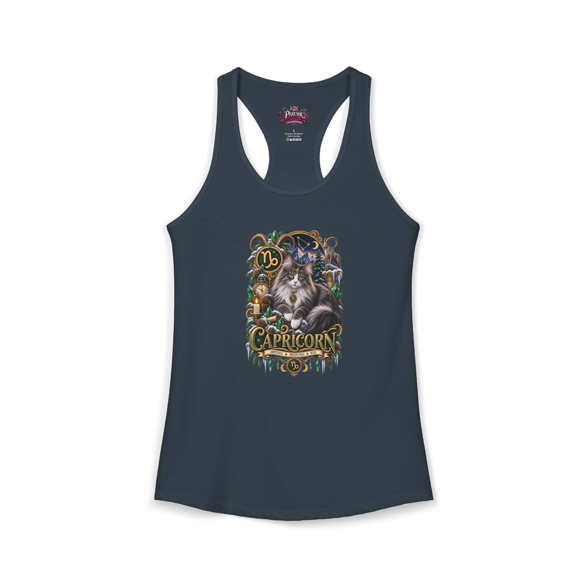 Capricorn Norwegian Forest Cat Zodiac Tank- Celestial Astrology Cat Lover Tank