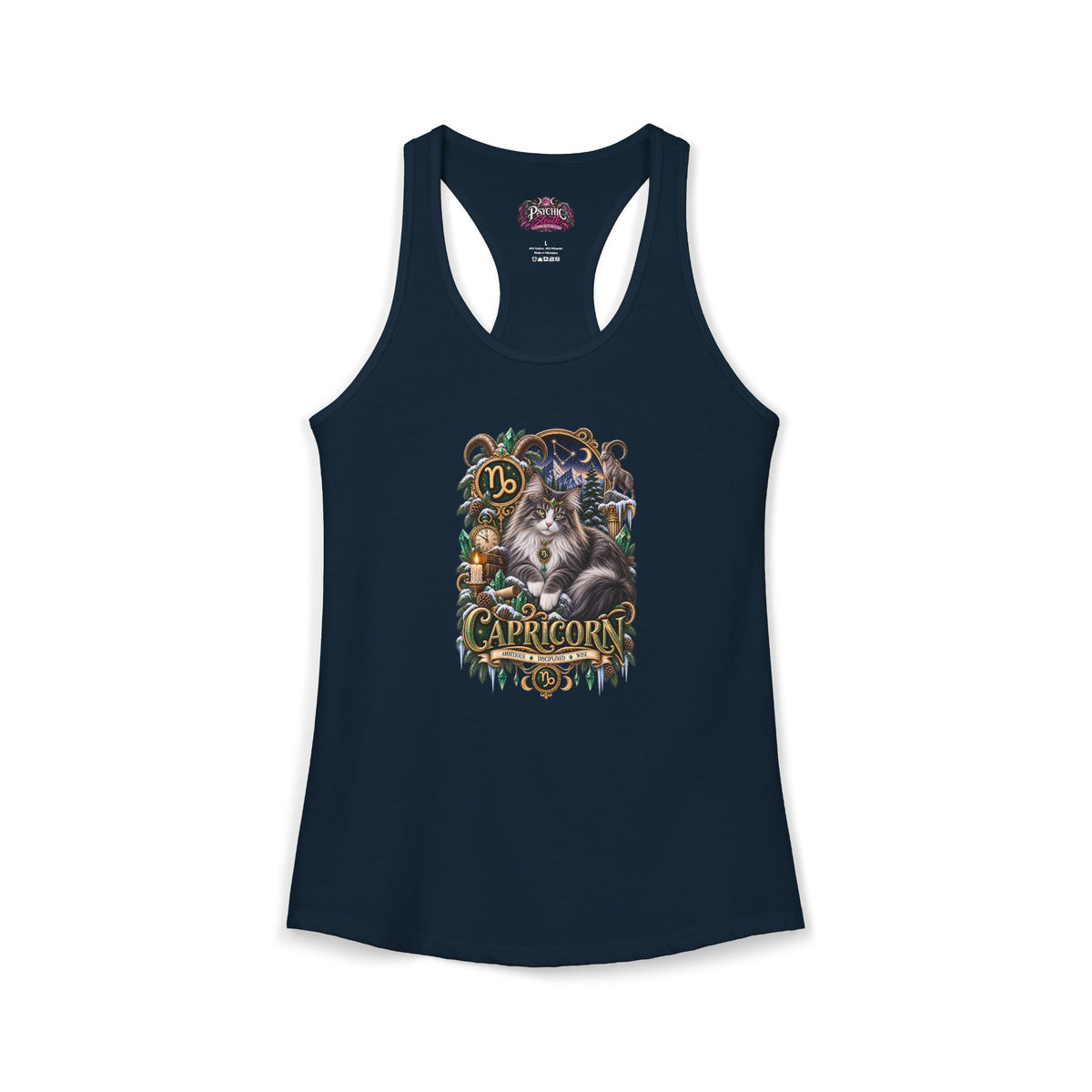 Capricorn Norwegian Forest Cat Zodiac Tank- Celestial Astrology Cat Lover Tank