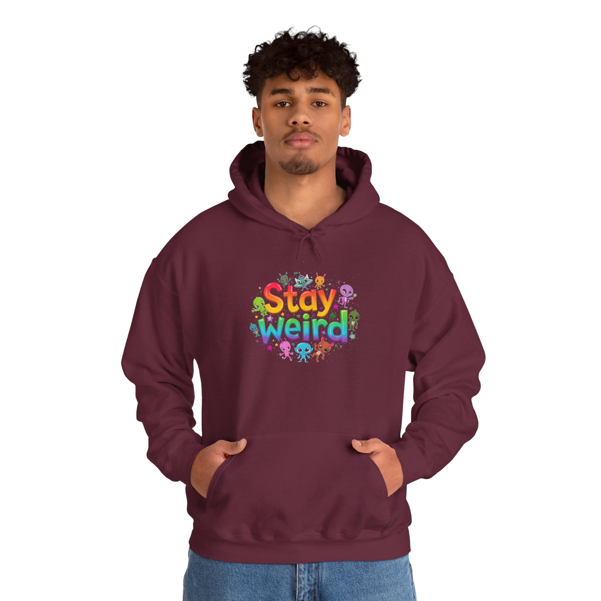 Stay Weird Hoodie — Colorful Rainbow Graphic Pullover