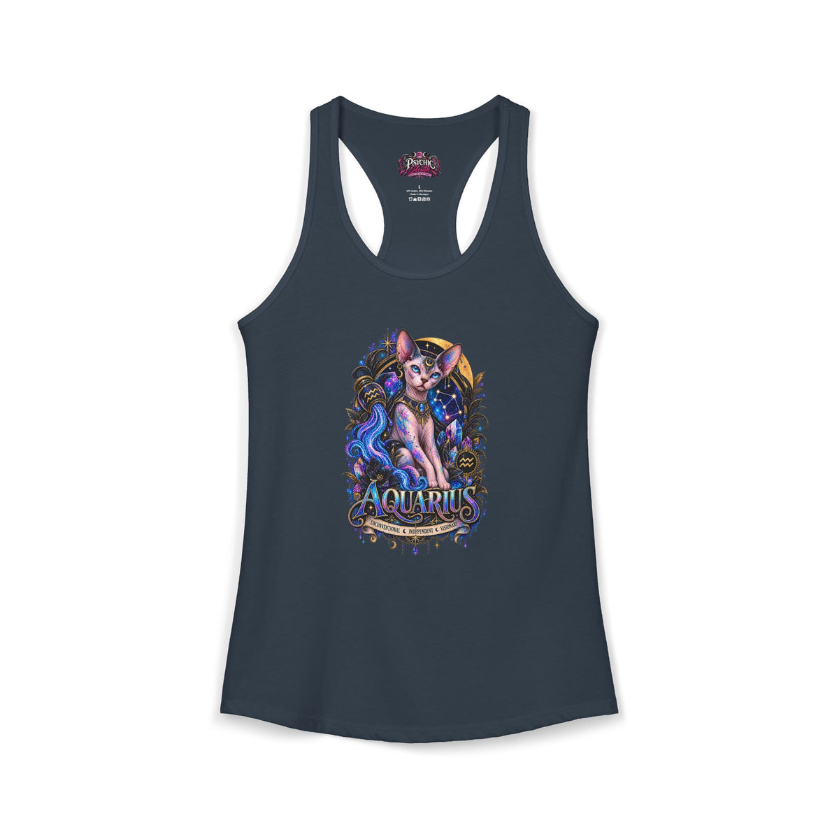 Aquarius Sphynx Cat Zodiac Tank- Celestial Astrology Cat Lover Tank