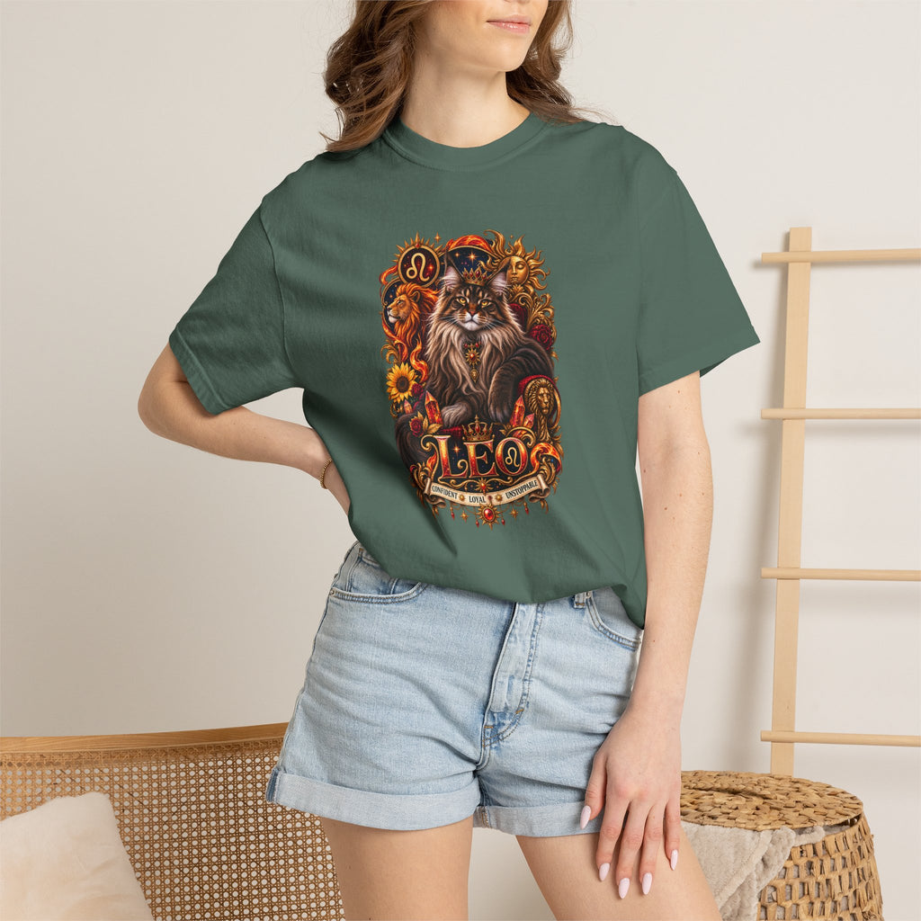 Leo Zodiac Cats T-Shirt — Maine coon Astrology Tee