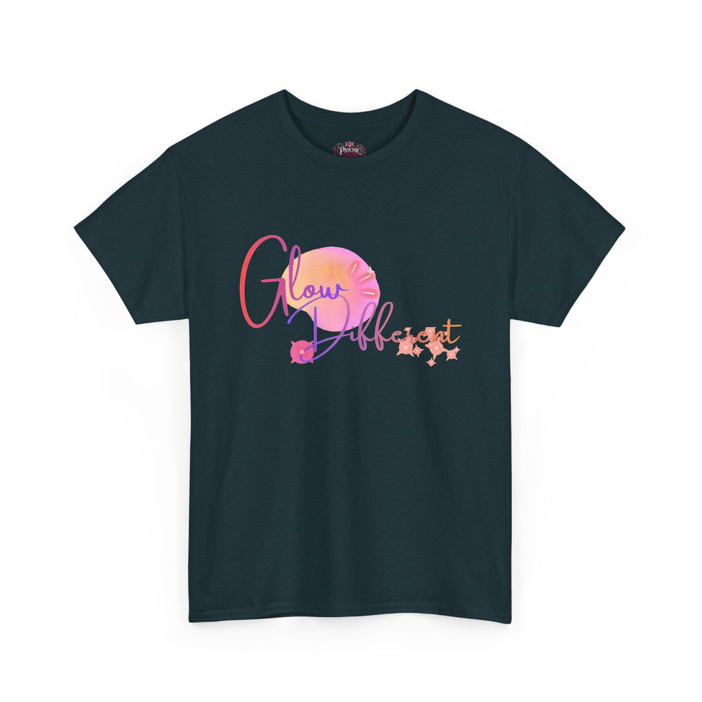 Glow Different Tee — Inspirational Pastel Script Graphic T-Shirt