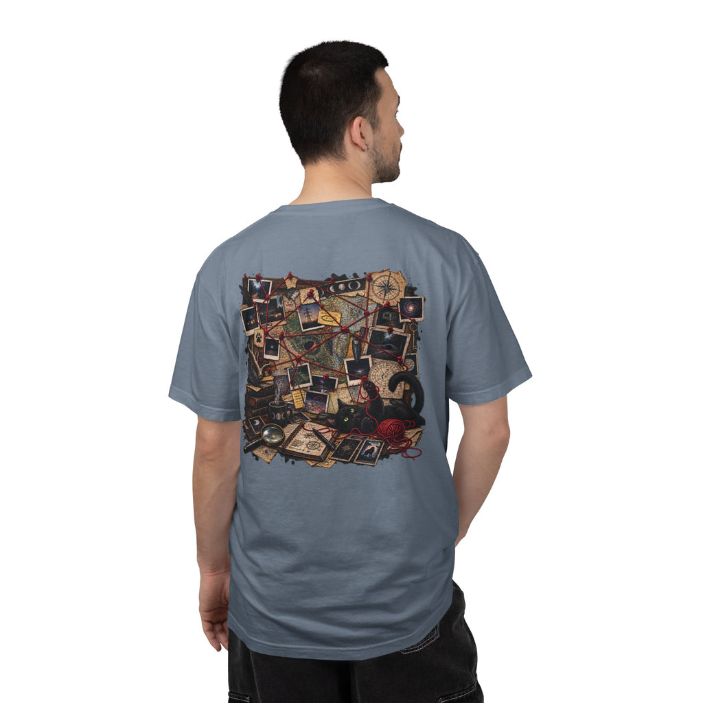 Mystery Evidence Board T-Shirt — Crime Scene Collage Graphic Tee