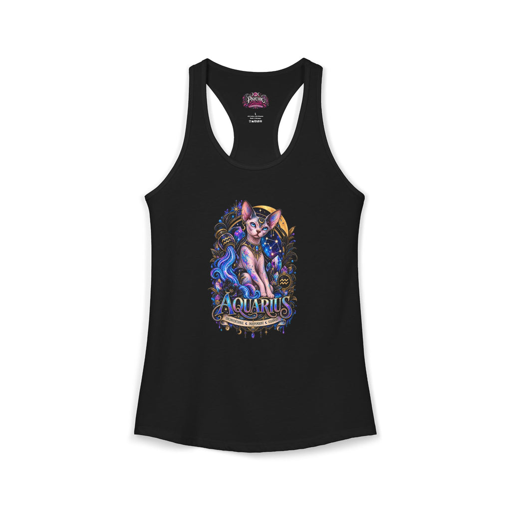 Aquarius Sphynx Cat Zodiac Tank- Celestial Astrology Cat Lover Tank