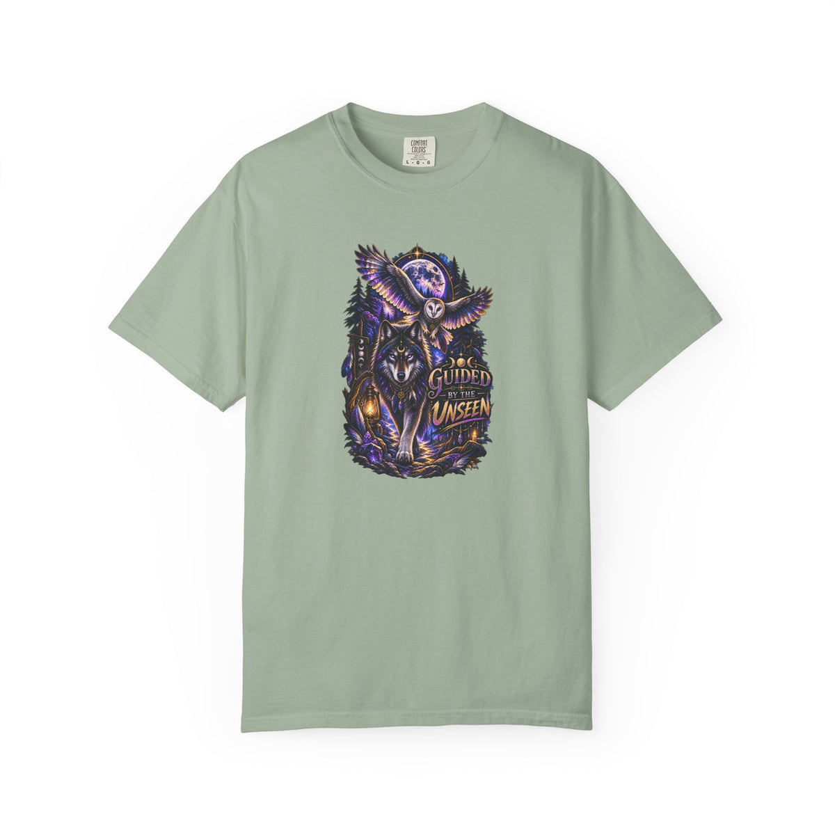 Occult Owl and Wolf Guardian Graphic T-Shirt — 'Guardian of the Unseen' Vintage Night Vibe