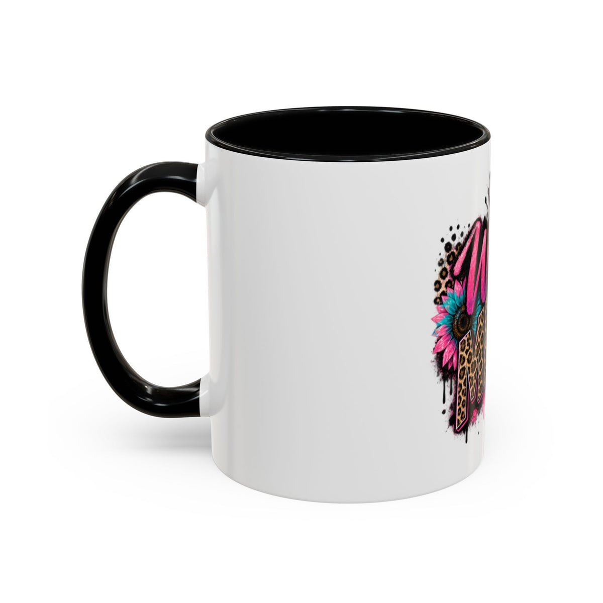 Wild Mama Leopard Accent Coffee Mug – Fun Mom Gift, Pink Crown Graphic (11/15 oz)