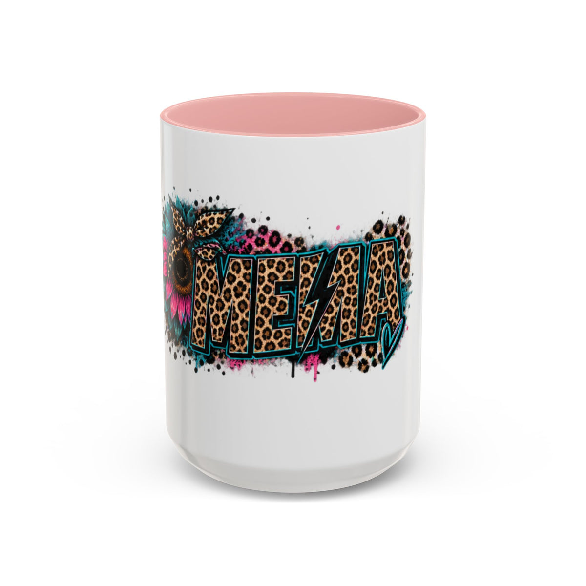 Leopard Print 'Mema' Accent Coffee Mug — Bold Animal Print Ceramic Mug- Mema Gift