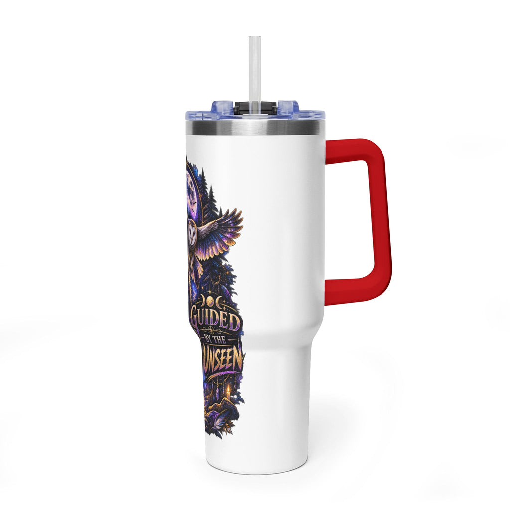 40oz Vacuum Tumbler — Wolf & Owl Spiritual Guide Stainless Travel Mug