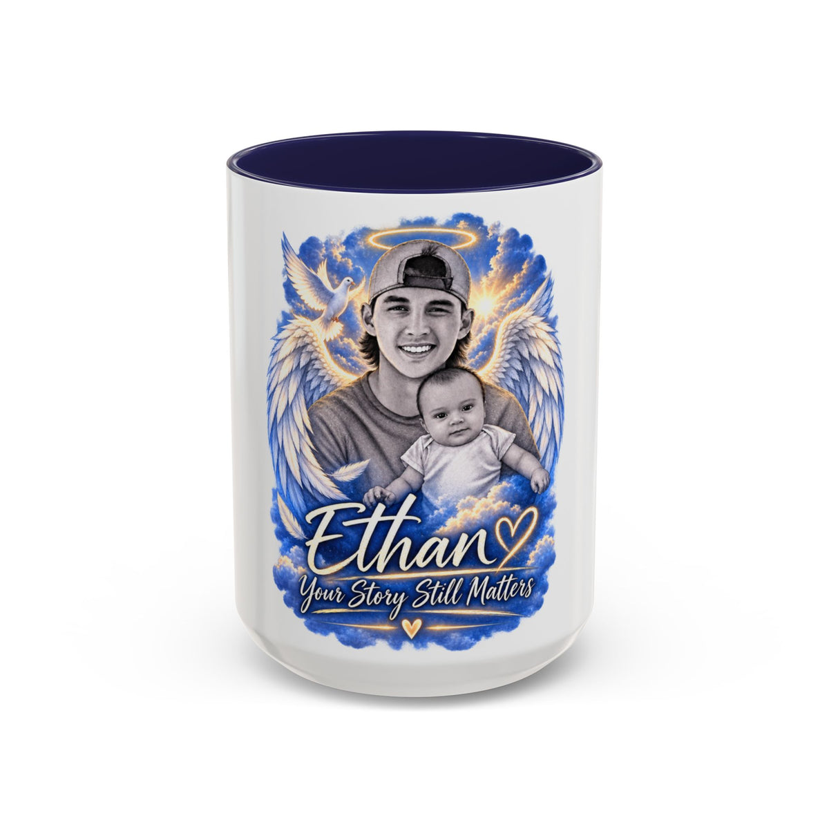 Memorial Coffee Mug — Personalized "Ethan  Your Story Still Matters" Angel Wings Tribute