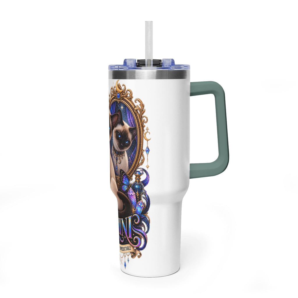 40oz Gemini Zodiac Tumbler — Siamese Cat Astrology Vacuum Thermal Cup