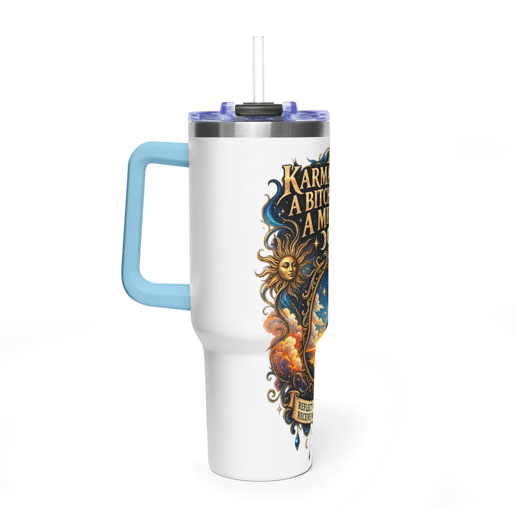 Karma Mirror 40oz Vacuum Tumbler – Celestial Sun & Moon Thermal Cup