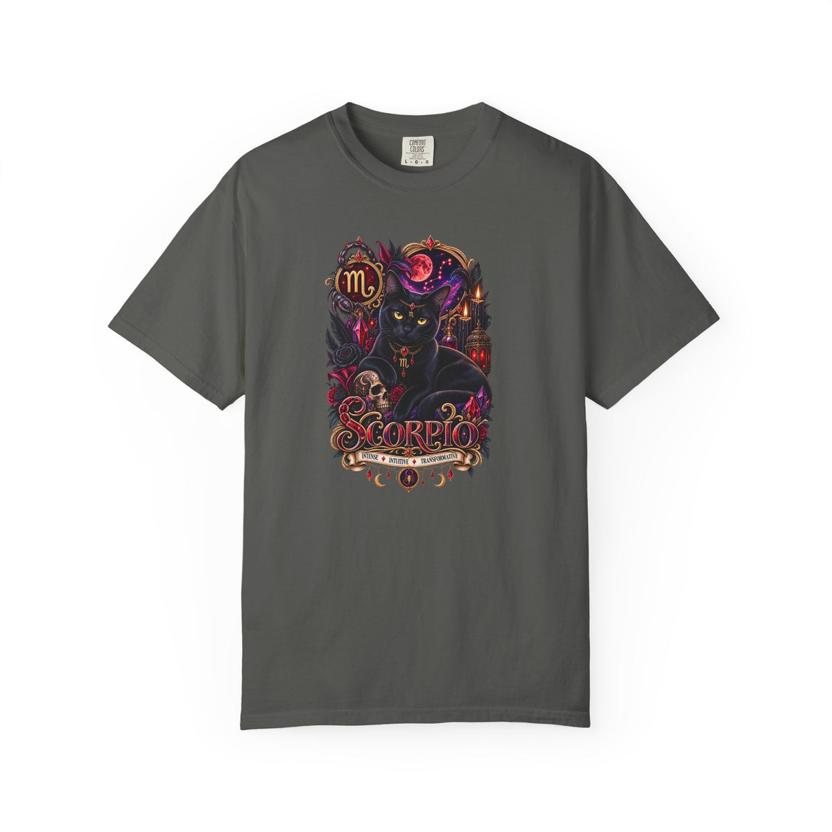 Scorpio Black Cat Zodiac T-Shirt — Dark Mystical Scorpio Graphic Tee