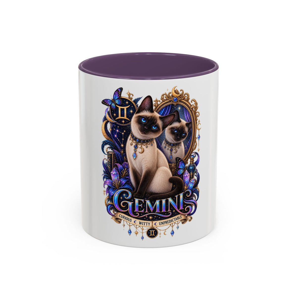Gemini Zodiac Cat Coffee Mug — Siamese Astrology 11/15oz Accent Mug