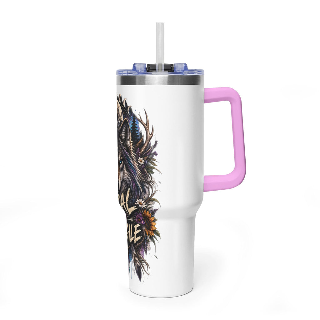 40oz Wolf Tumbler — “Feral Not Fragile” Insulated Thermal Cup