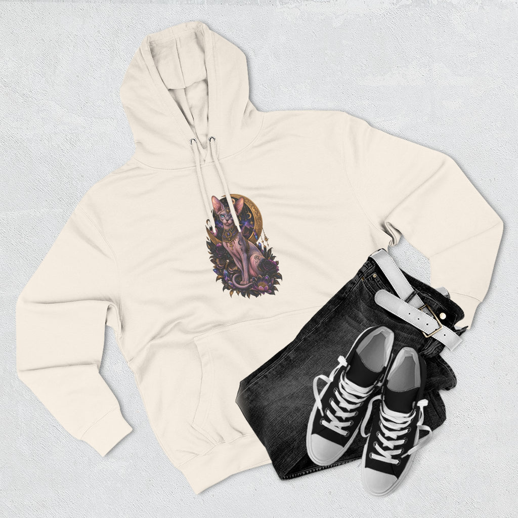 Mystic Moon Egyptian Sphynx Cat Hoodie — Gothic Feline Graphic Pullover