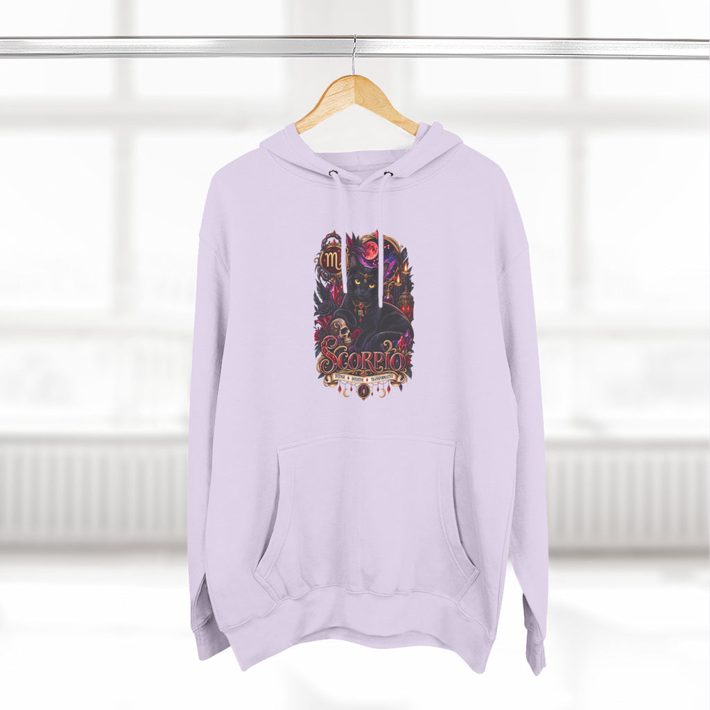 Scorpio Bombay Black Cat Floral Zodiac Hoodie — Intricate Scorpion Zodiac Sign
