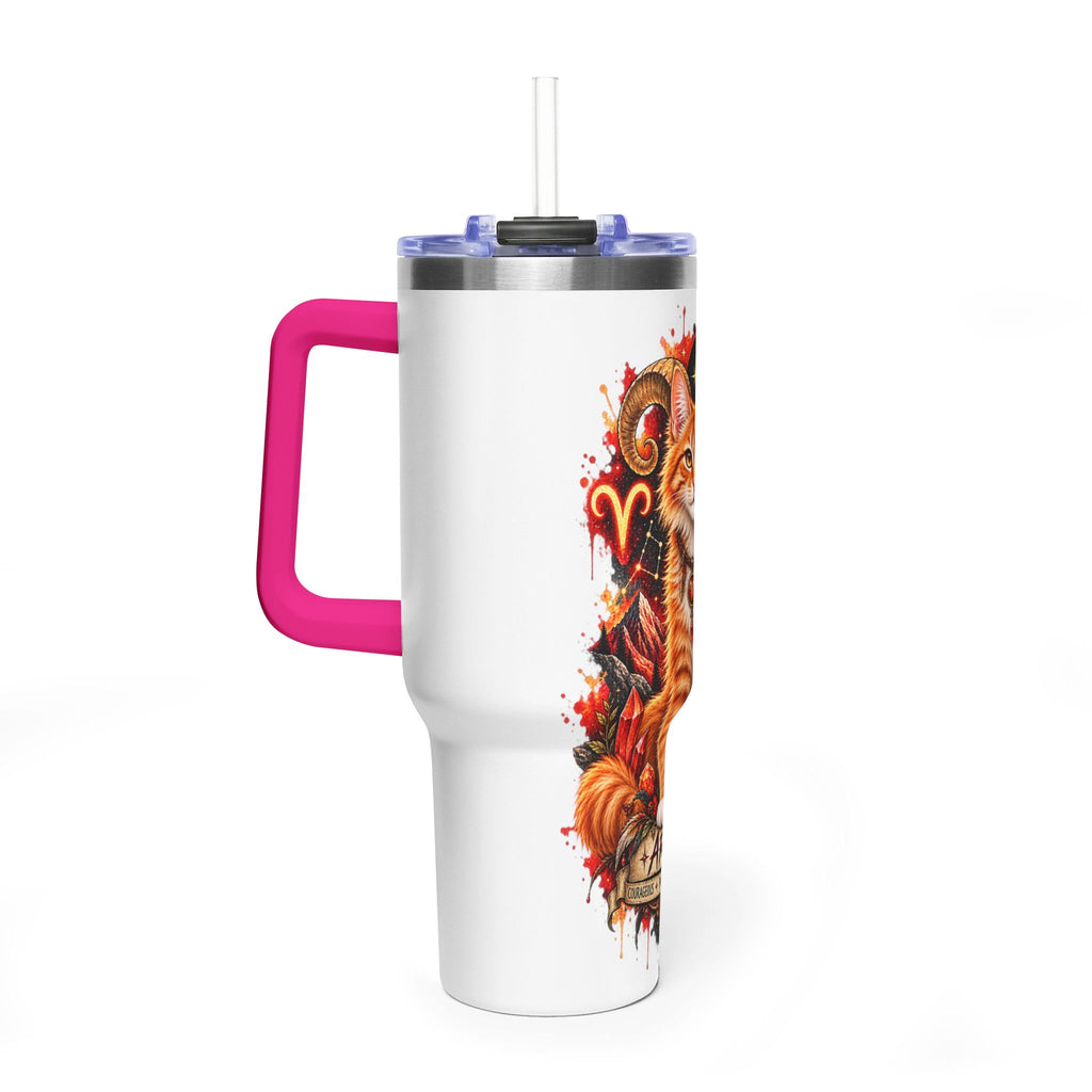 Aries Orange Tabby Cat Zodiac 40oz Tumbler – Astrological Stainless Travel Cup