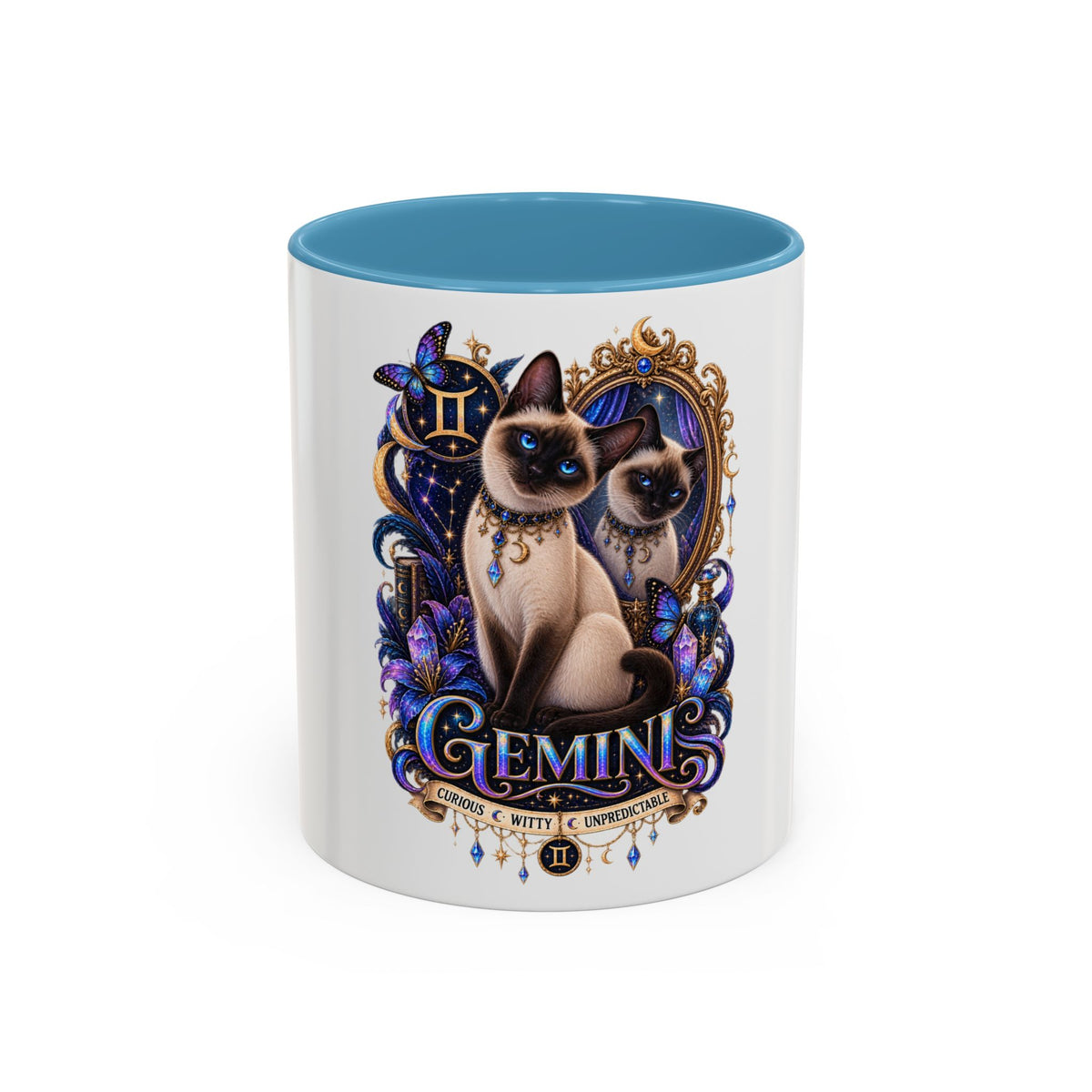 Gemini Zodiac Cat Coffee Mug — Siamese Astrology 11/15oz Accent Mug