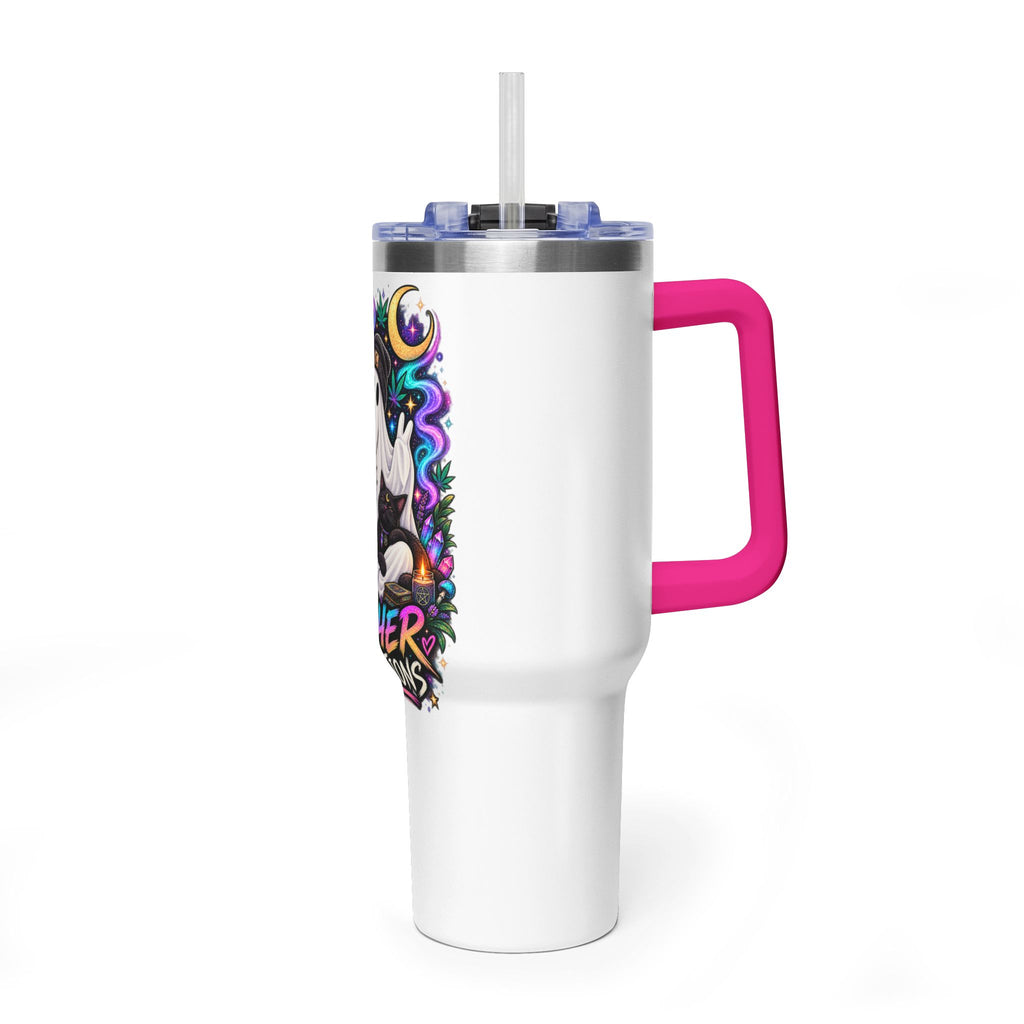 40oz Tumbler — "Higher Vibrations" Ghost & Cat Thermal Travel Mug