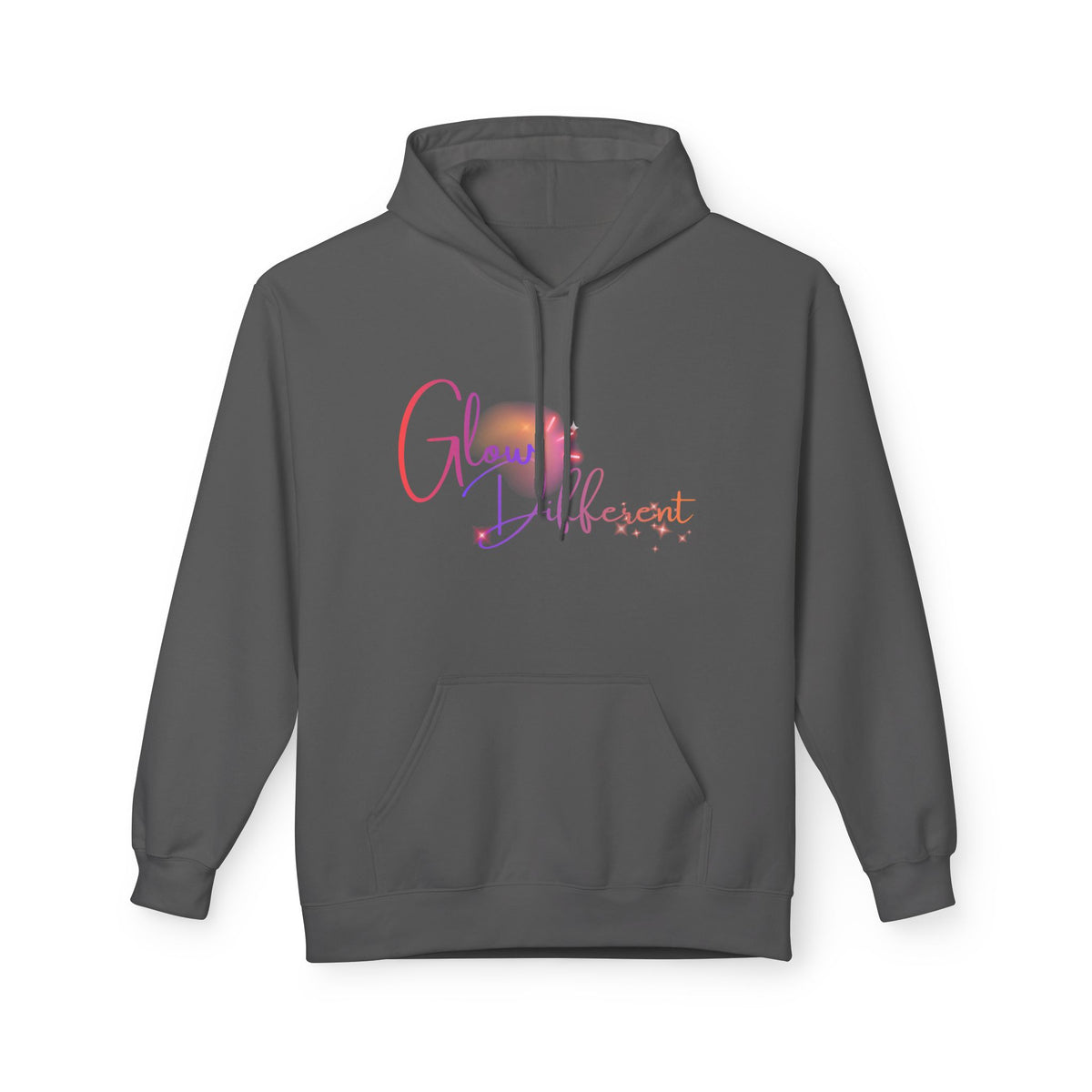 Glow Different Hoodie — Pastel Brush Script Inspirational Pullover