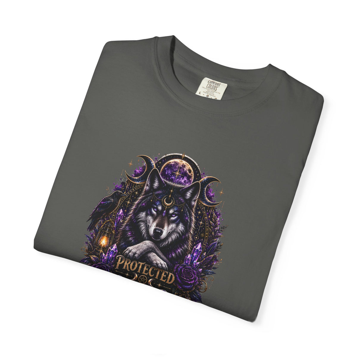 Protector Wolf T-Shirt — "Protected, Guided, Unfuckwithable" Spiritual Graphic Tee