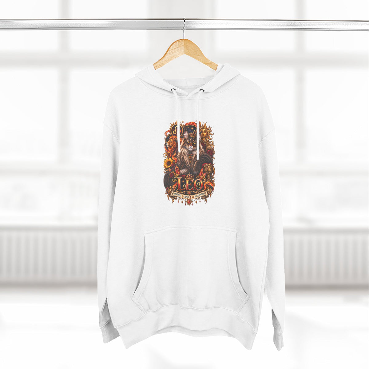 Leo Maine Coon Zodiac Hoodie — Mystical Celestial Cat Astrology Design