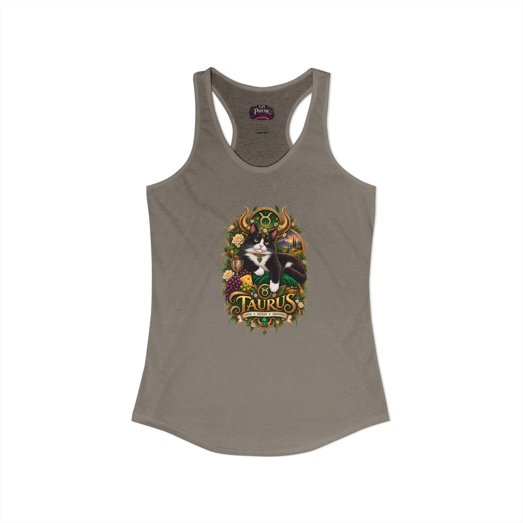 Taurus Tuxedo Cat Zodiac Tank- Celestial Astrology Cat Lover Tank
