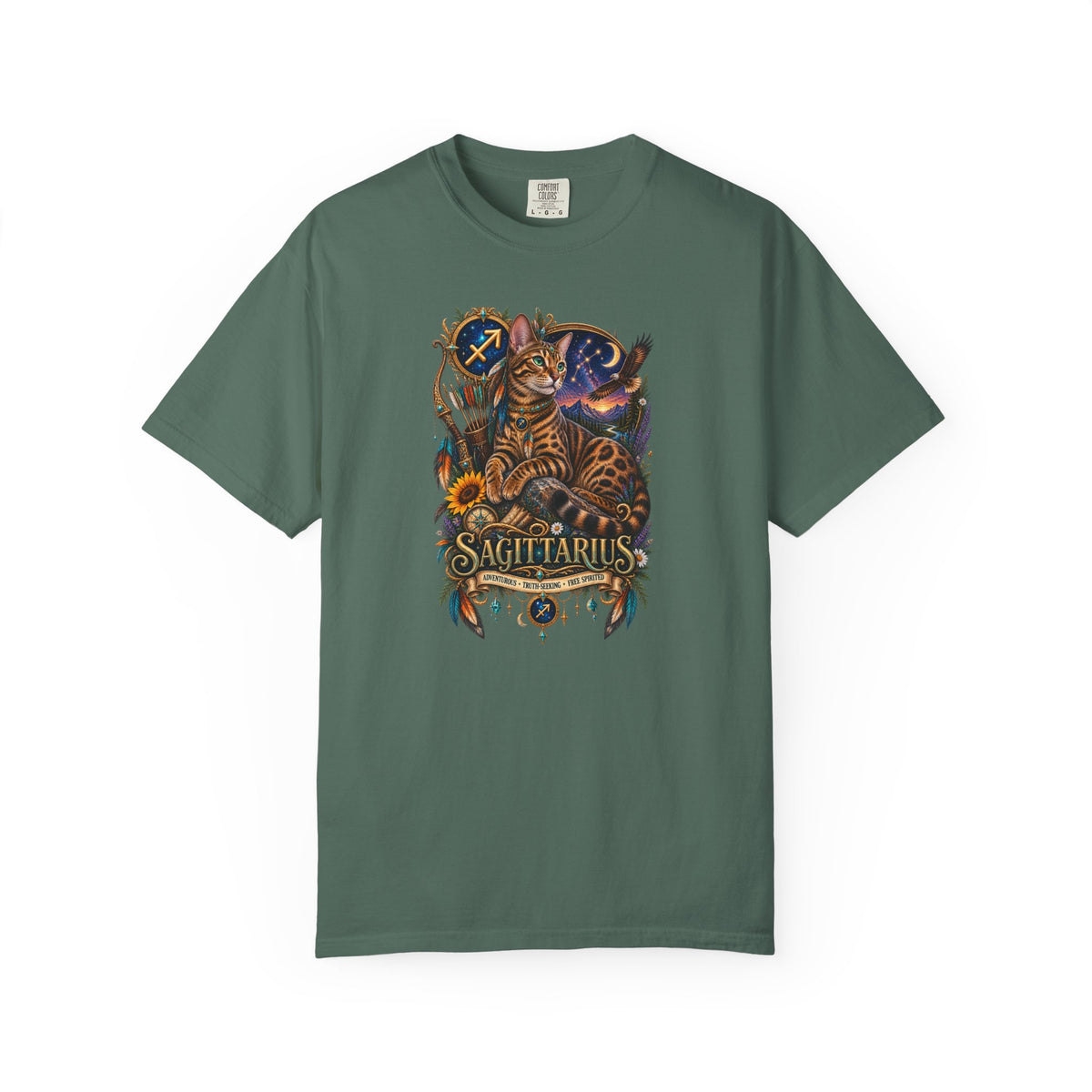 Sagittarius Zodiac Bengal Cat T-Shirt — Astrological Archer Horoscope Tee