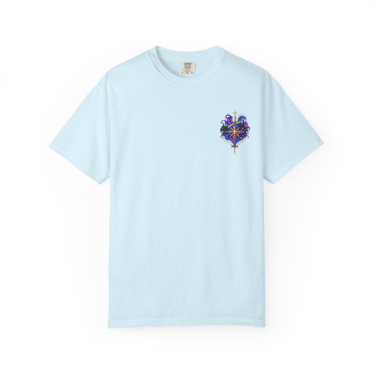 T-Shirt — "Guided by Light, Bound to Truth" Cosmic Forest Graphic