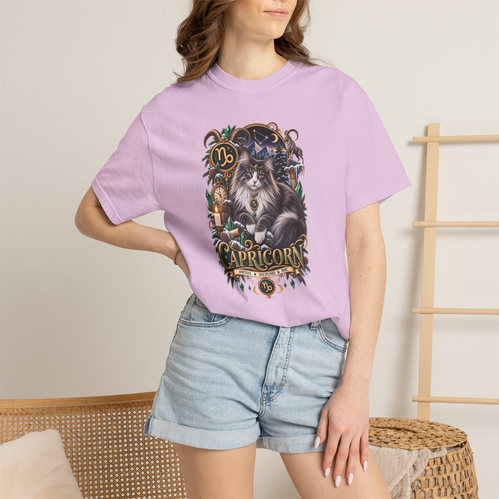 Capricorn Zodiac Norwegian Mountain Cat T-Shirt — Astrological Horoscope Tee