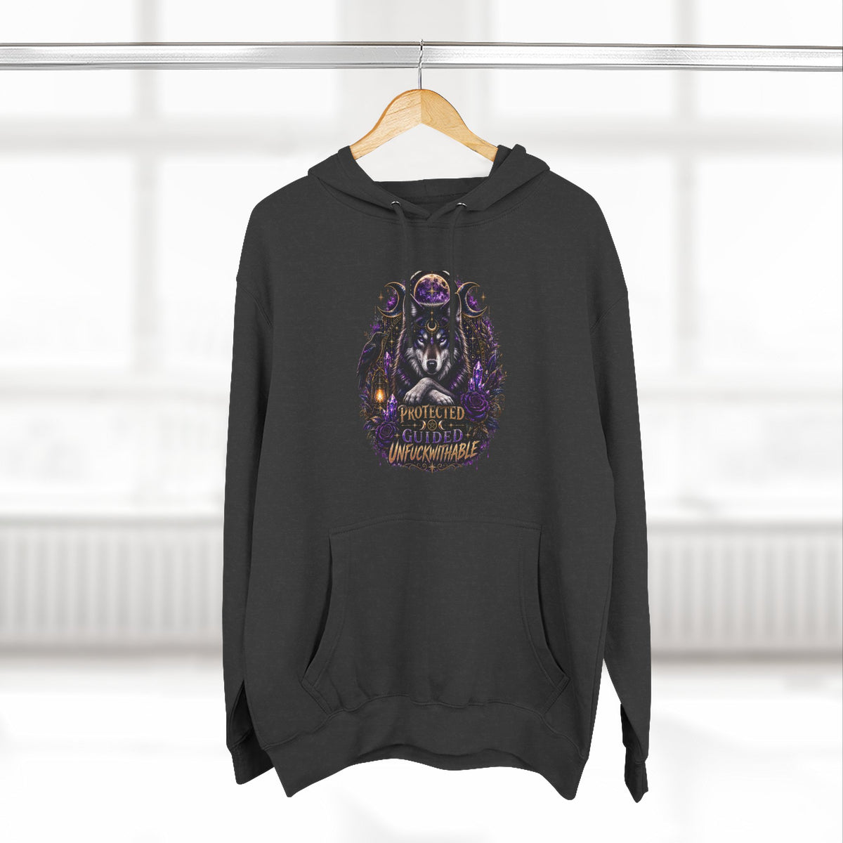 Guided, Protected Unfuckwithable Wolf Hoodie- Occult Graphic