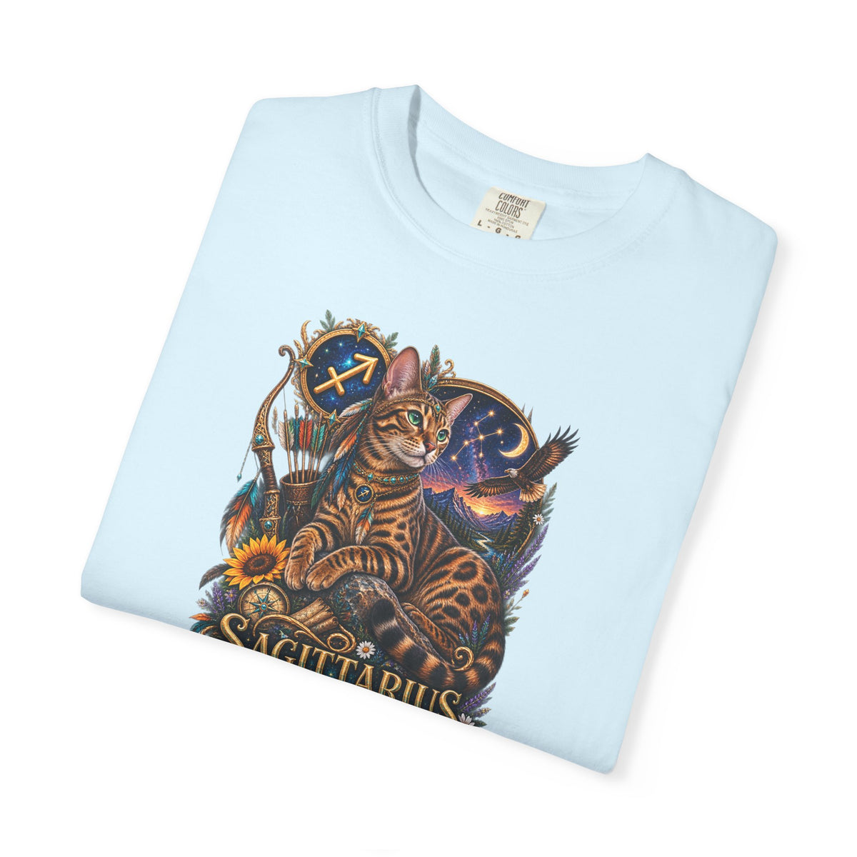 Sagittarius Zodiac Bengal Cat T-Shirt — Astrological Archer Horoscope Tee
