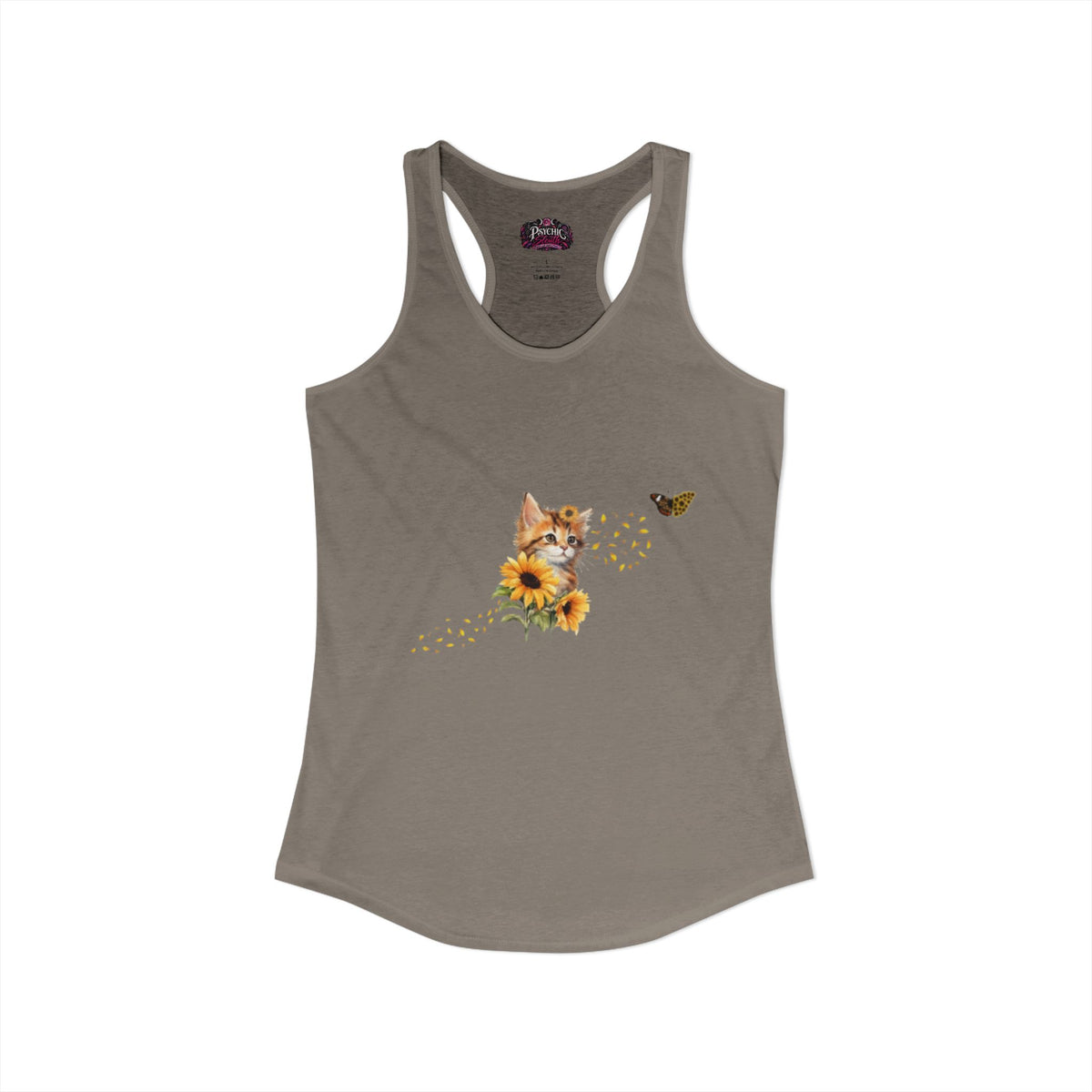 Kitten Sunflower Chasing Butterfly Tank