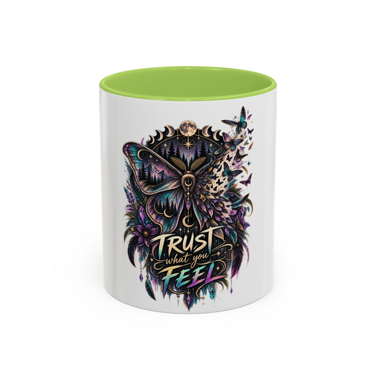 Trust What You Feel Moth Coffee Mug – Inspirational 11/15oz Accent Mug