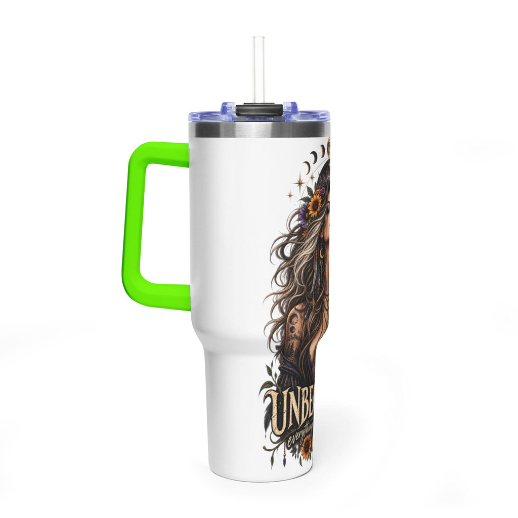 40oz Half human half skeleton Floral butterfly — "Unbecoming" Insulated Travel Cup