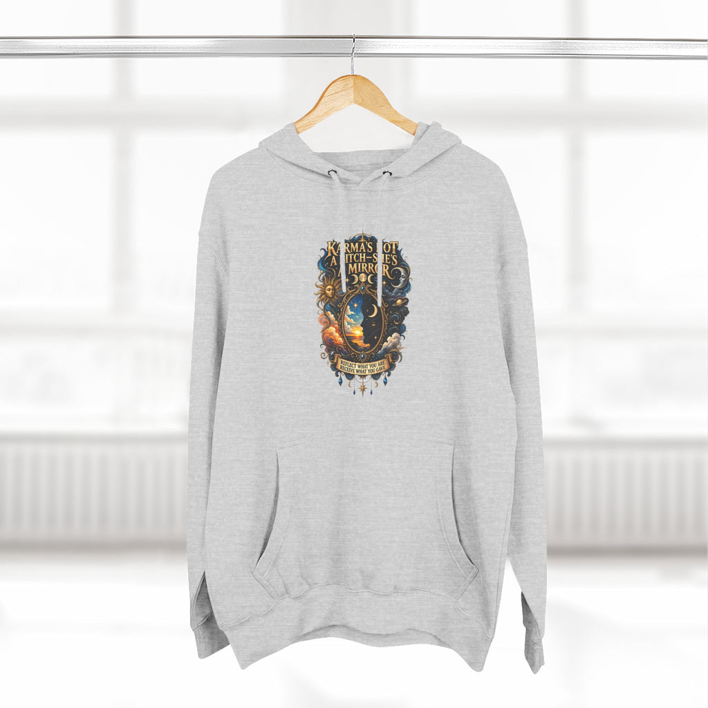 "Karma's not a Bitch she's a Mirror" Hoodie — Spiritual Boho Graphic Pullover