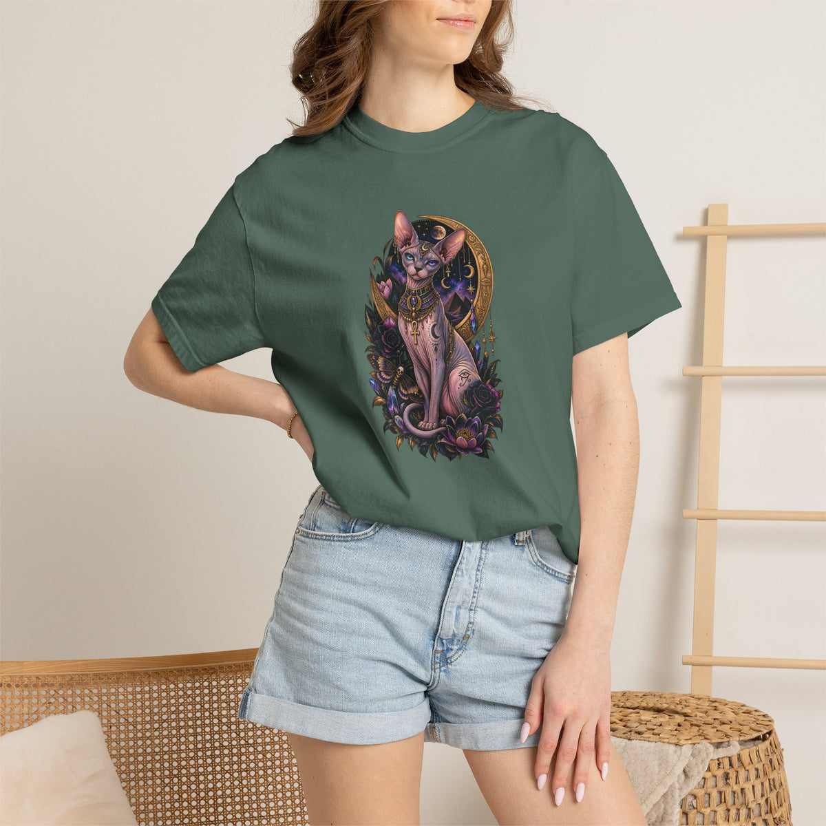Egyptian Sphynx Moon cat Graphic T-Shirt