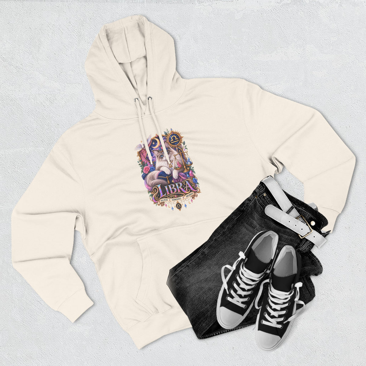 Libra Zodiac Hoodie — Persian Artistic Astrological Sign Sweatshirt