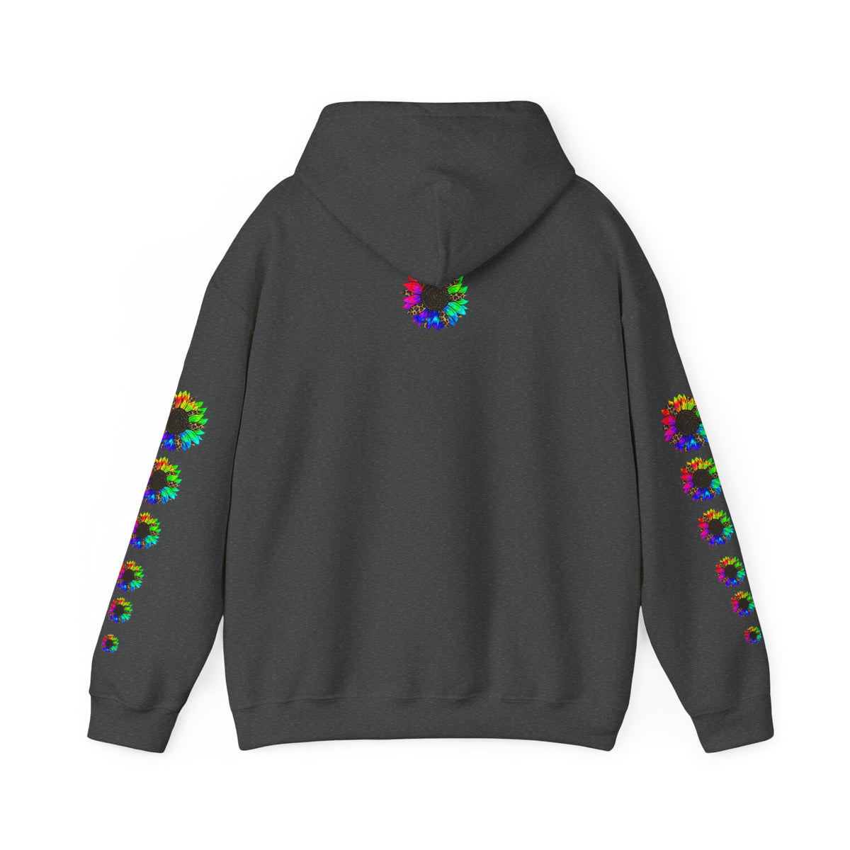 Inspirational Floral Hoodie – "Your Smile is Kind & Beautiful" Rainbow Sunflower Cozy Pullover