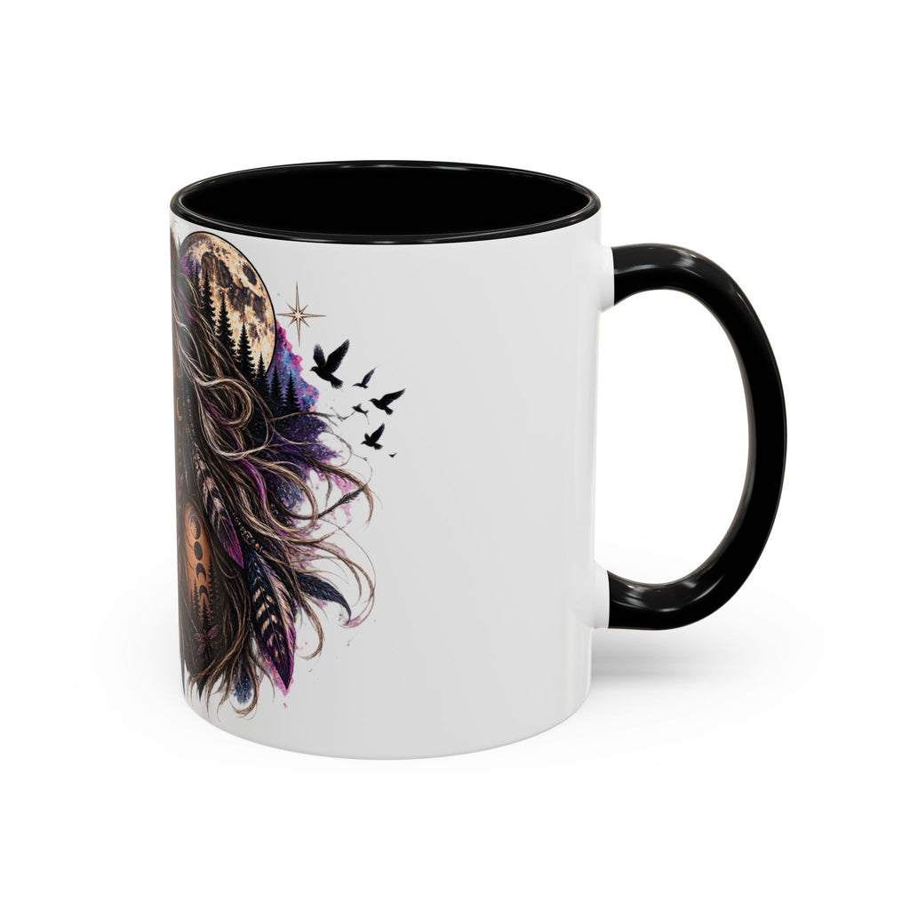 Feral Not Fragile Accent Coffee Mug — Wolf Goddess 11oz/15oz