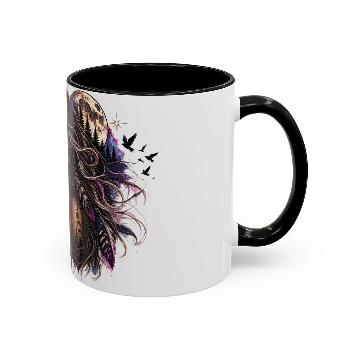 Feral Not Fragile Accent Coffee Mug — Wolf Goddess 11oz/15oz