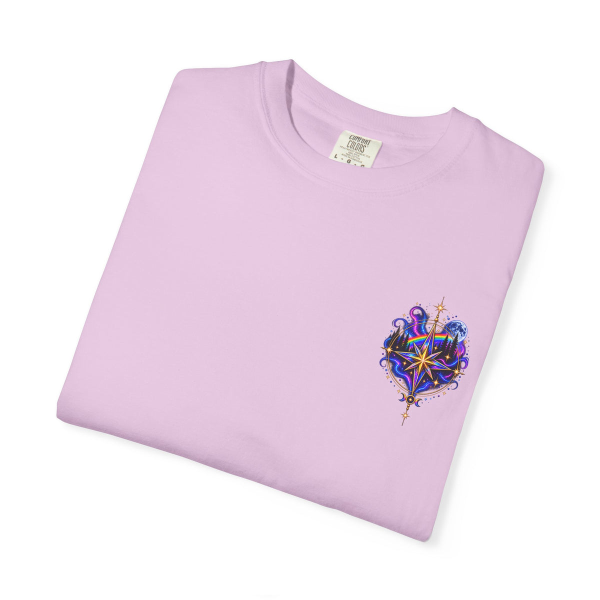 T-Shirt — "Guided by Light, Bound to Truth" Cosmic Forest Graphic