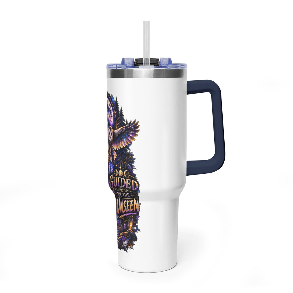 40oz Vacuum Tumbler — Wolf & Owl Spiritual Guide Stainless Travel Mug