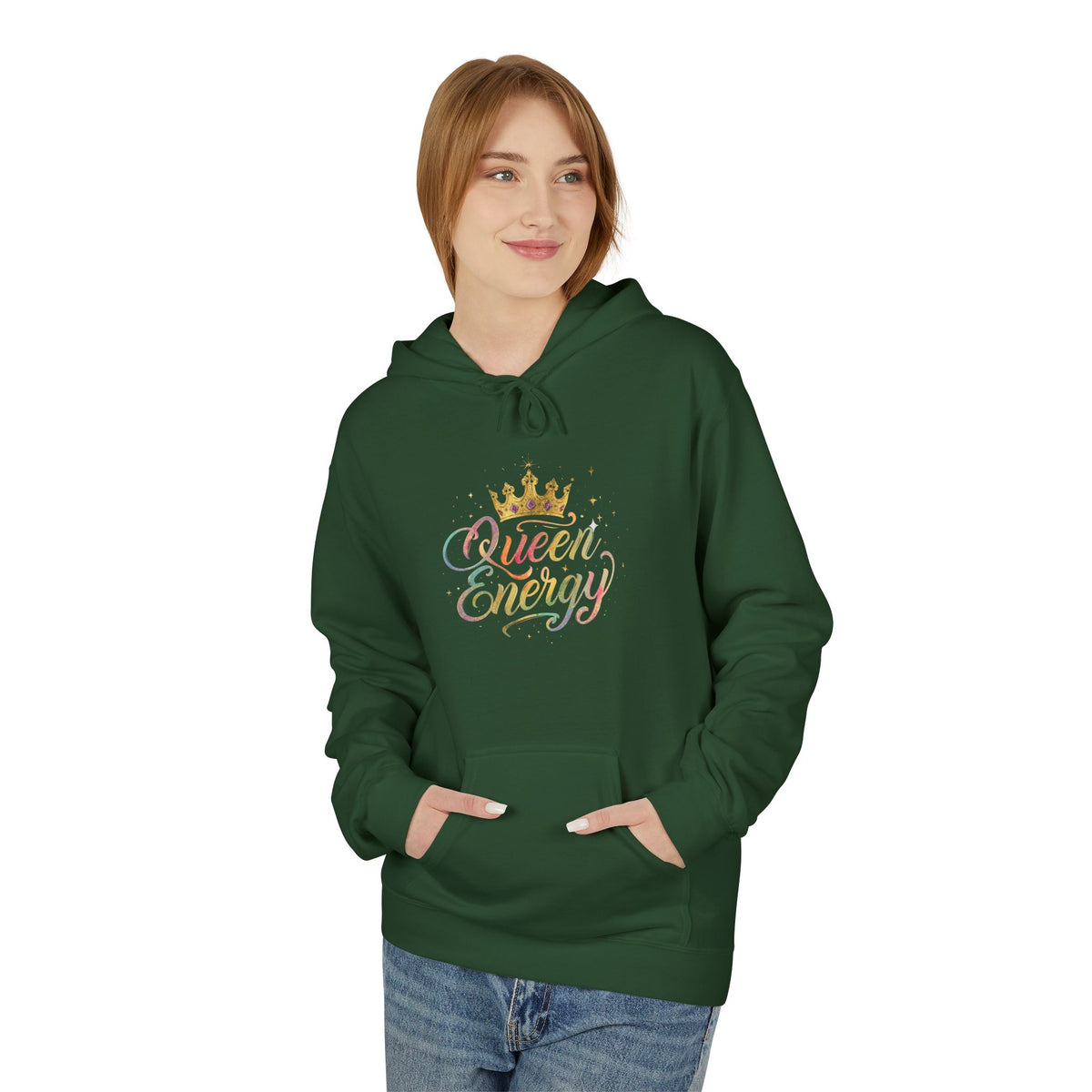 Queen Energy Hoodie – Pastel Script Crown Sweatshirt Classic