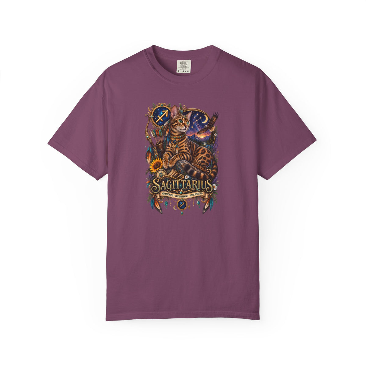 Sagittarius Zodiac Bengal Cat T-Shirt — Astrological Archer Horoscope Tee