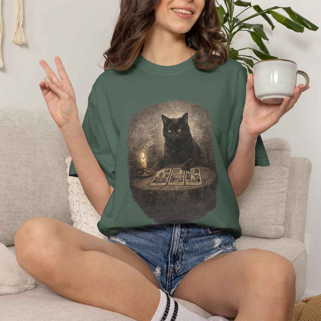 Tarot Cat T-Shirt — Black Cat Fortune Teller Graphic Tee
