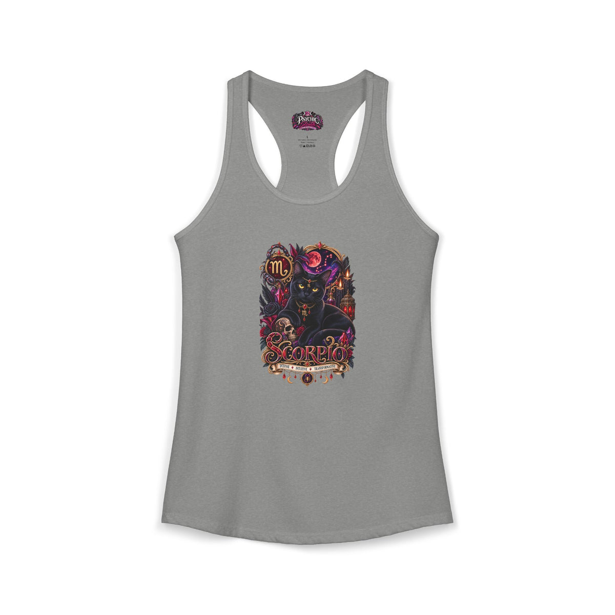 Scorpio Black Cat Bombay Zodiac Tank- Celestial Astrology Cat Lover Tank