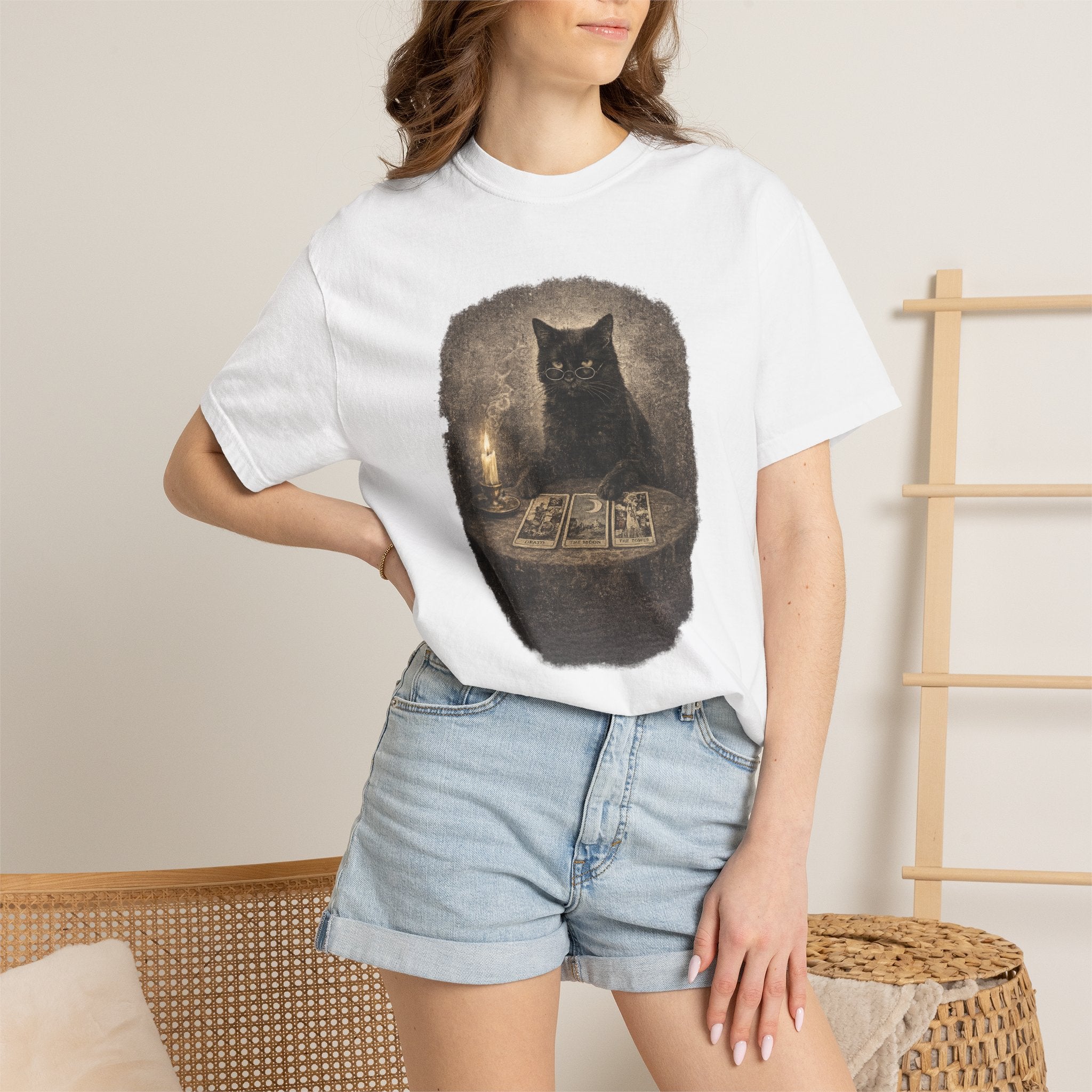 Tarot Cat T-Shirt — Black Cat Fortune Teller Graphic Tee