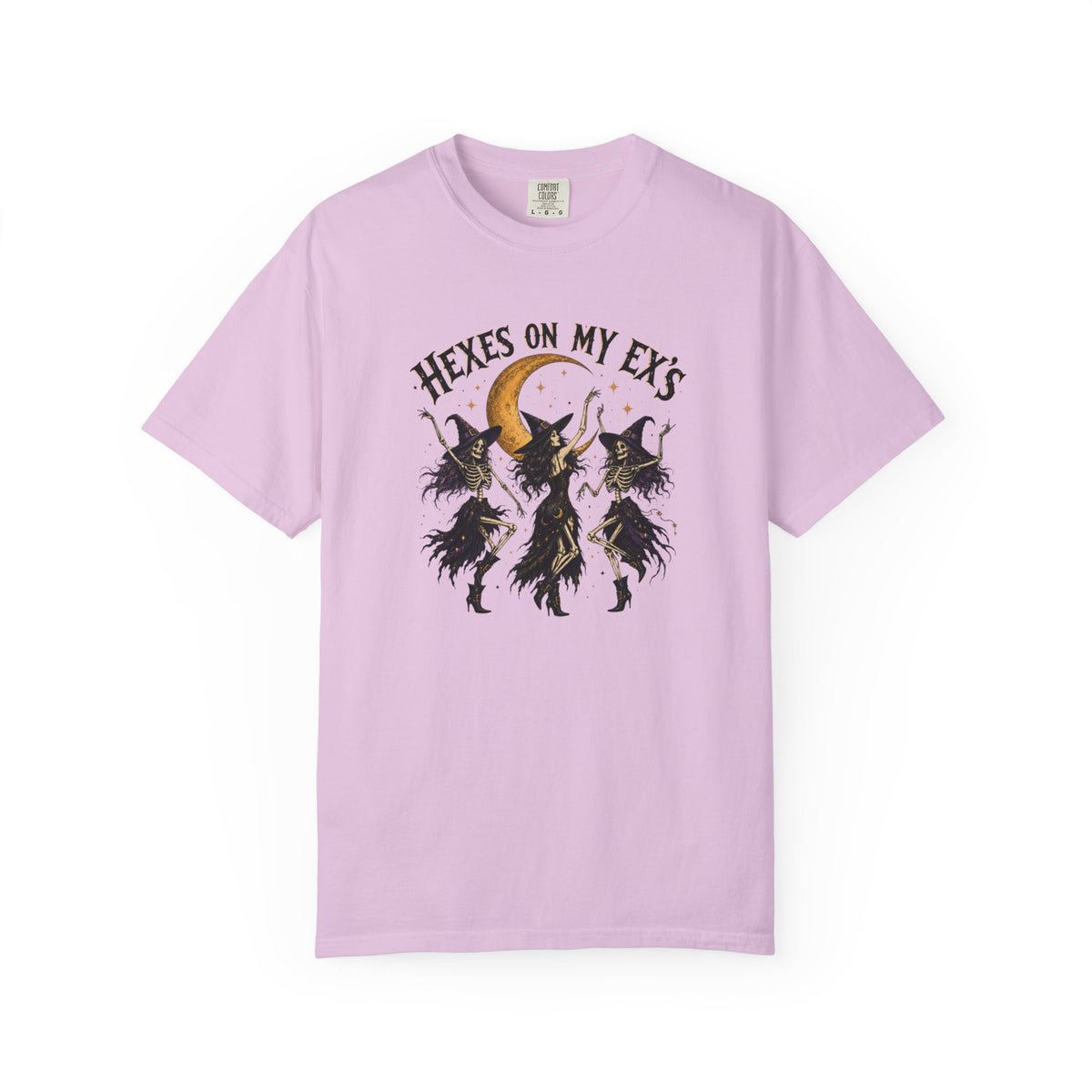 Witches and skeleton Graphic T-Shirt — "Hexes On My Ex's" Moon Witch Tee