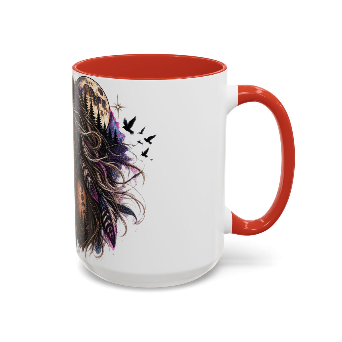 Feral Not Fragile Accent Coffee Mug — Wolf Goddess 11oz/15oz